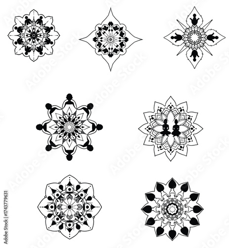 A set of mandala ornamental design elements