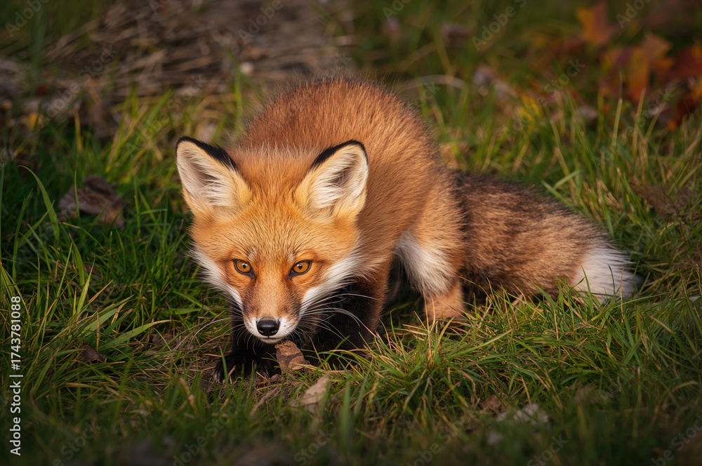 Obraz premium Young red fox on the prowl