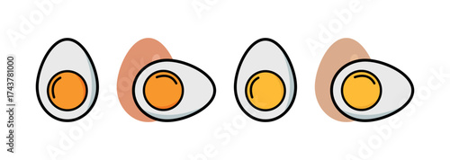 Boiled Egg Vector Icons Minimal Cut Egg Symbols for Recipes and Labels