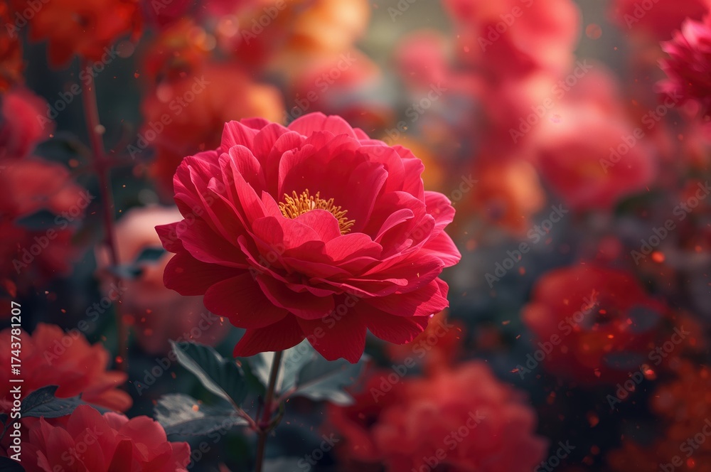 Obraz premium Vibrant red blossoms on a natural backdrop