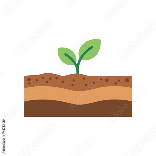 A small green sprout emerges from layered soil, showcasing growth and the potential for new life.