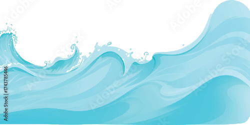 Serene abstract blue ocean and sky watercolor painting background illustration