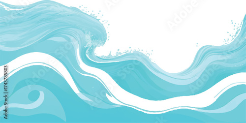 Abstract background in shades of blue turquoise and white creates serene waves