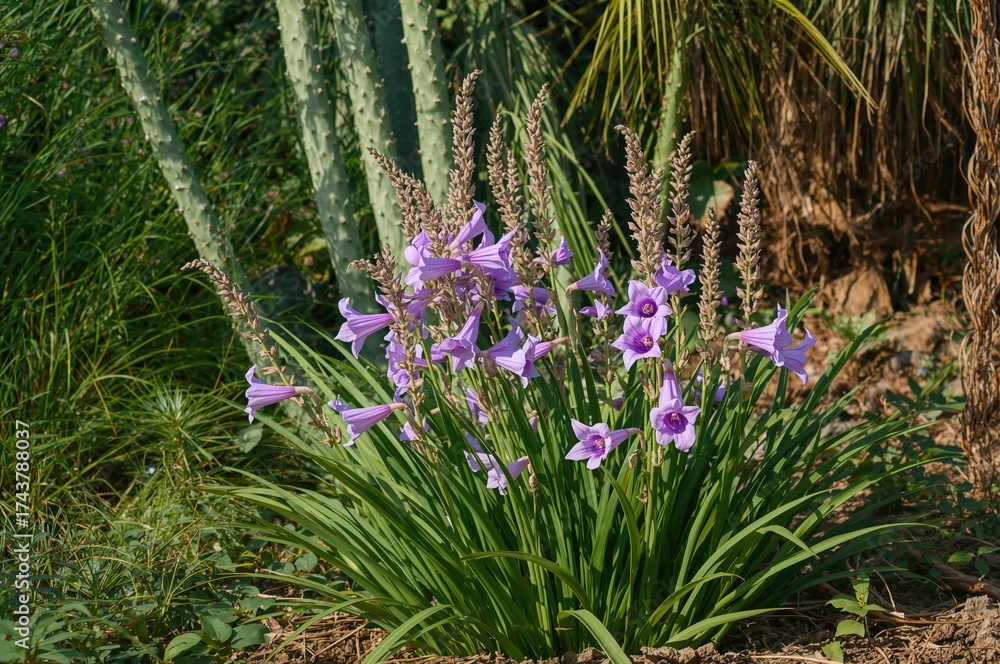 Obraz premium Garden Display of Purple Ruellia Tuberosa Blossoms