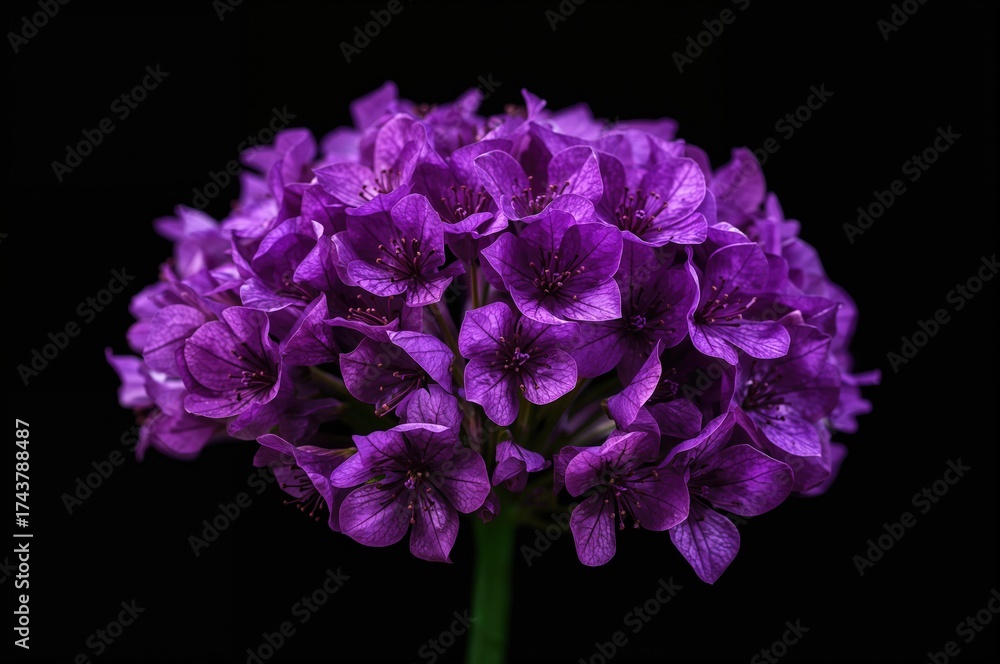 Fototapeta premium Dark background showcasing a vibrant purple ceanothus shrub