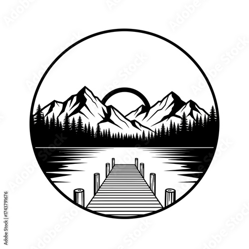 Backpack Illustration – Detailed Black and White Vector Drawing of Travel and School Bag with Front Pocket and Straps