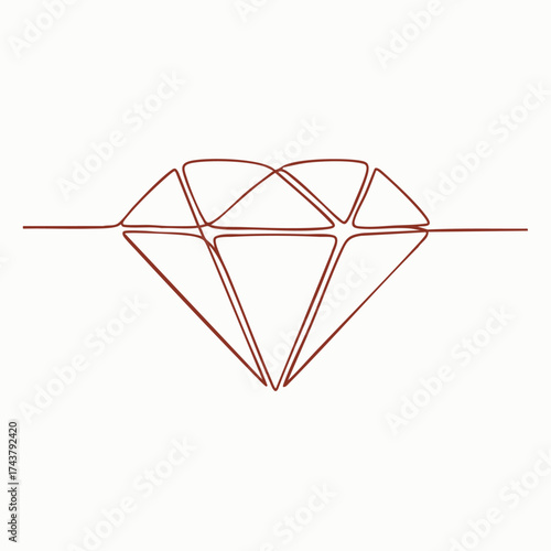 Minimalist Line Drawing of a Heart-Shaped Diamond with Geometric Facets and Elegant Outline on