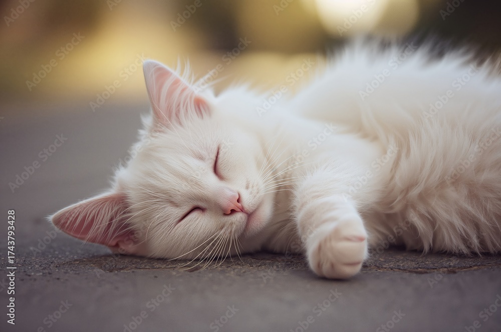 Obraz premium Sleeping feline resting on the pavement