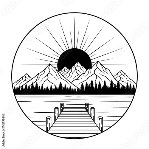 Backpack Illustration – Detailed Black and White Vector Drawing of Travel and School Bag with Front Pocket and Straps