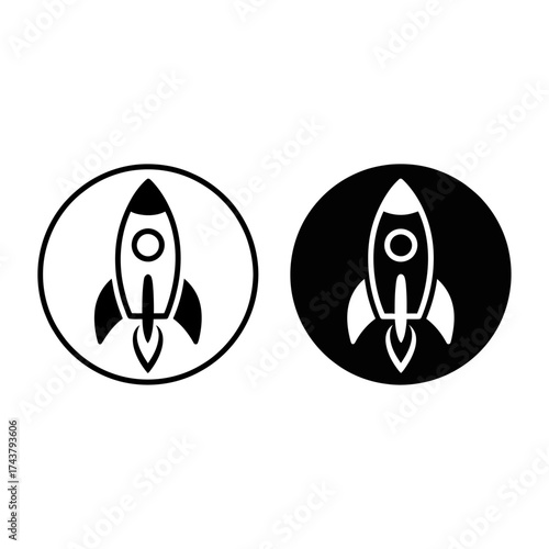 Simple rocket ship icon designs for space exploration and futuristic themes