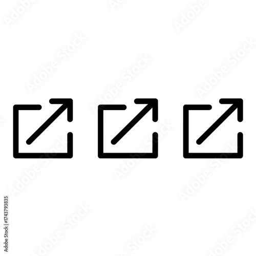 Minimalist icon design three outward arrows representing link sharing or external connections