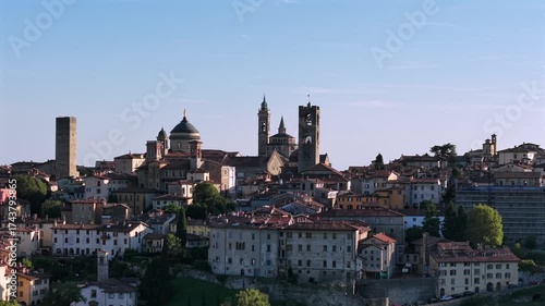 Wallpaper Mural Cinematic drone footage of Bergamo’s Città Alta, Italy. Panoramic aerial view of medieval city, historic center, and Italian cityscape. 4K Torontodigital.ca