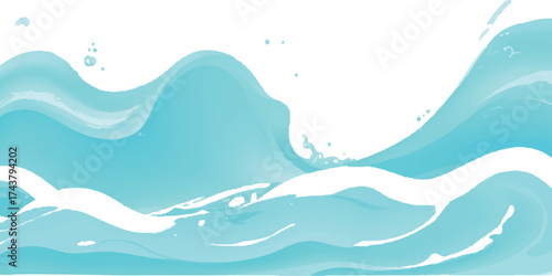 Abstract minimalist watercolor sea ocean waves in shades of blue illustration