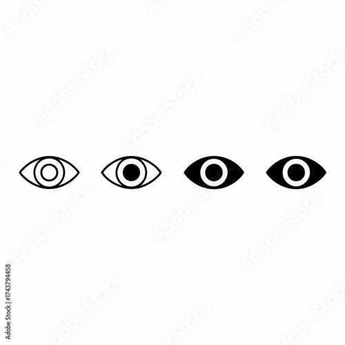 Minimalist eye icon design progression showing evolution of simple shapes