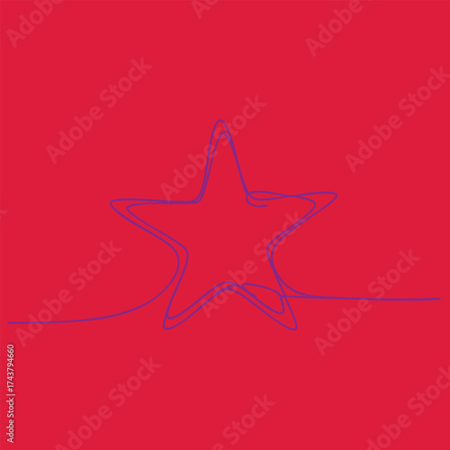 Minimalist star-shaped wire sculpture on vibrant red with smooth curves and clean lines emphasizing simplicity and elegance