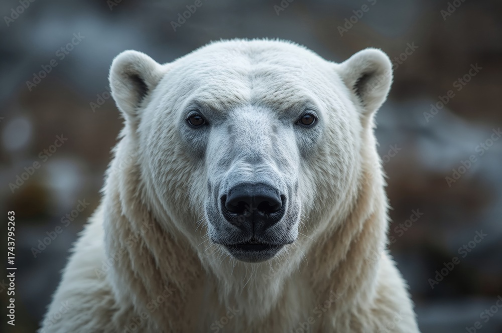 Fototapeta premium Close-up of a white bear's face in its natural habitat