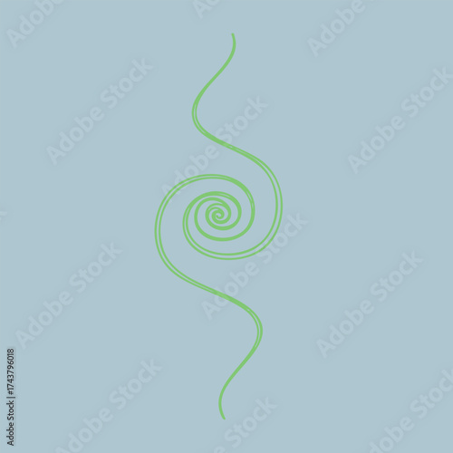 Elegant Spiral Pattern with Smooth Curves in Soft Green on Light Blue