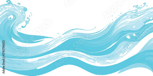 Abstract turquoise watercolor wash background in minimalist composition representing serene sea