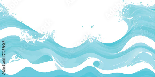 Abstract Turquoise Waves Background with White Space Ideal for Text Overlay