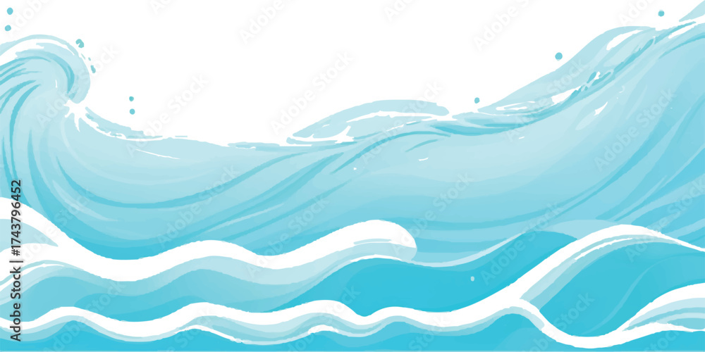 Fototapeta premium Abstract water waves in shades of blue and white creating depth and movement