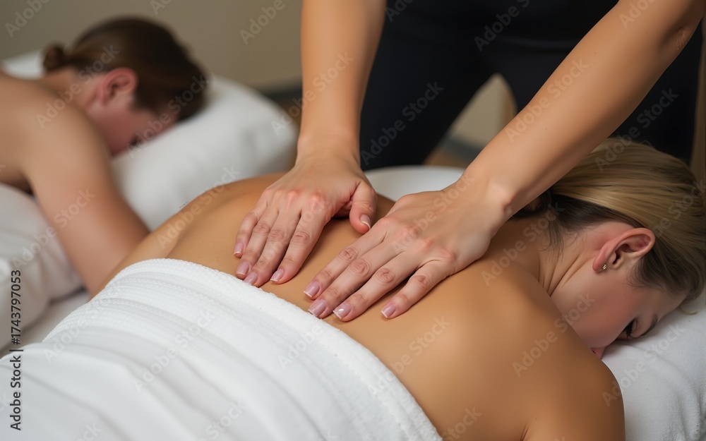 Fototapeta premium Two women getting massage. High quality