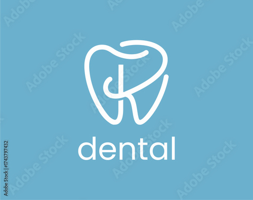 Modern Initial K Dentist Tooth Care Clinic, Letter K Dental Logo Design