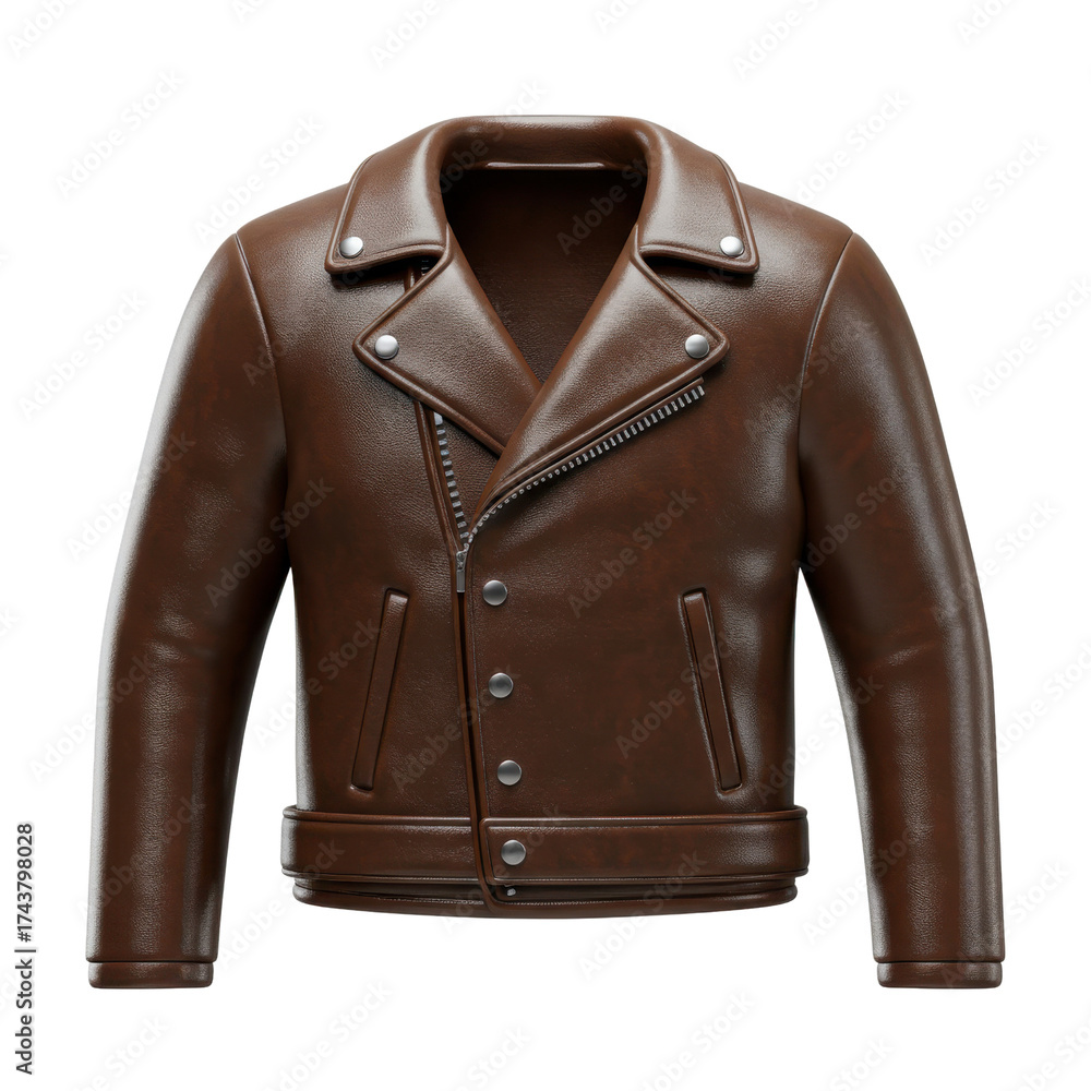Naklejka premium ブラウンレザーライダースジャケットのプロダクトショット