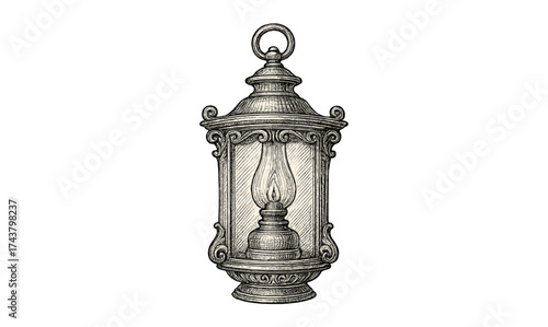 Vintage lantern with ornate design and intricate details