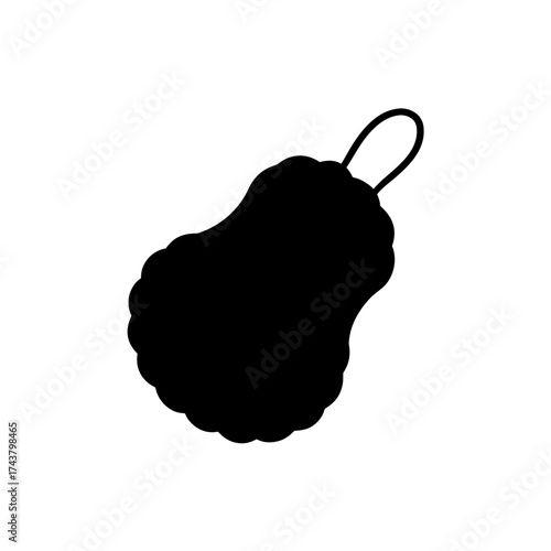 Silhouette of a bath sponge with loop on transparent background