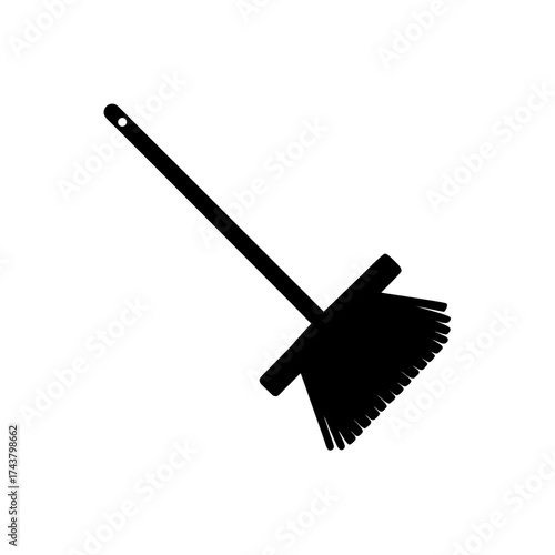 Silhouette of a simple broom icon on transparent background