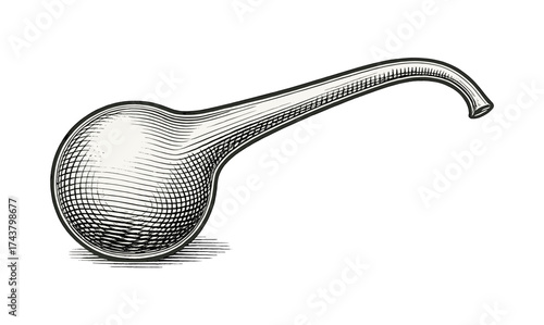 Engraved antique punch ladle with long handle in vintage style
