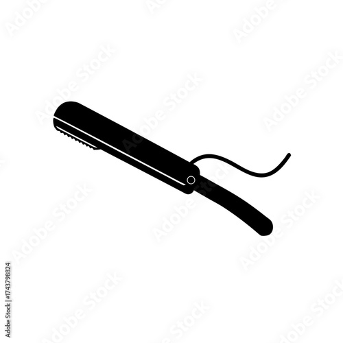 Illustration of a hair straightener on transparent background silhouette