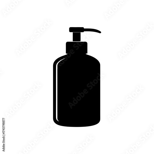 A black dispenser bottle drawing on transparent background silhouette