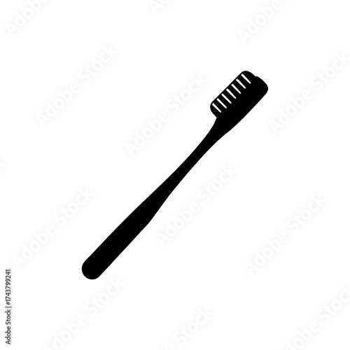 Silhouette of a simple toothbrush on transparent background