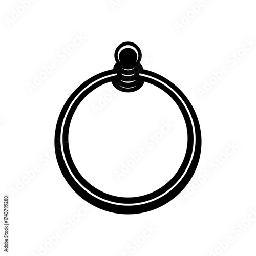 Hanging circular towel ring design on transparent background silhouette