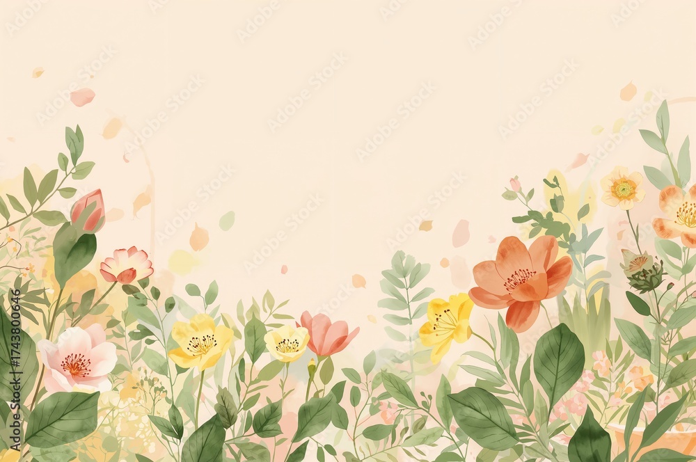 Naklejka premium Spring blossoms and foliage created with AI generation techniques