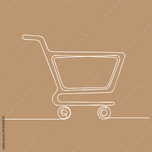 Minimalist line art of a shopping cart on a neutral emphasizing simplicity and modern design