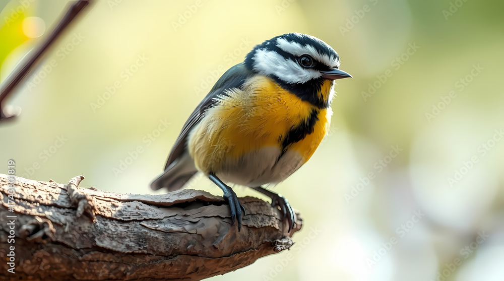 Obraz premium Close-up of a little tit sitting on a tree.