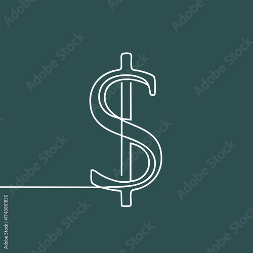 Minimalist neon outline of a dollar sign on a dark representing finance and economic concepts