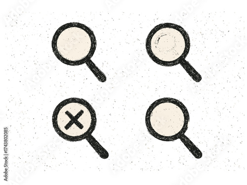 vector illustration search icons elements pack, query searching concept, design isolated on white background