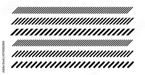Slash line pattern. Angled border divider. Decorative texture with slanted parallel stripes.