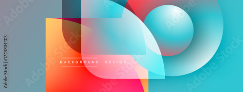 Abstract colorful design. Overlapping shapes create dynamic visual effect. Gradient hues blend smoothly, modern aesthetic.