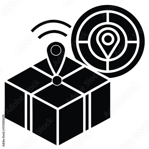 gps satellite tracking box vector icon