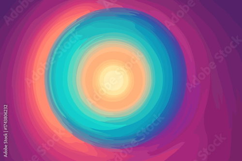 Concentric gradients peach vector turquoise hues illustration magenta radiant vibrant glowing halo