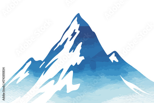 Vector art of watercolor mountain peak, vector illustration