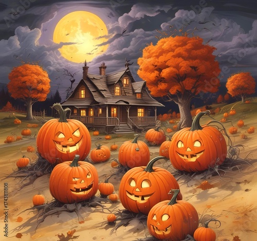 Illustration of jack lantern pumpkin
