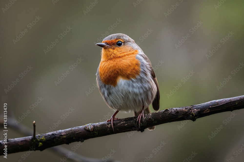 Fototapeta premium A tiny insect-eating bird perches on a branch, its tail held upright, appearing gentle and pure.
