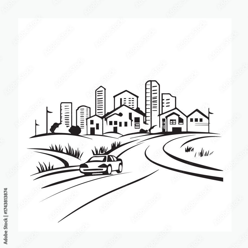 Fototapeta premium vector city landscape house