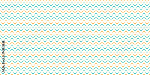 Seamless vector zigzag pattern. Abstract geometric zigzag chevrons texture. Colorful orange turquoise fashion print.