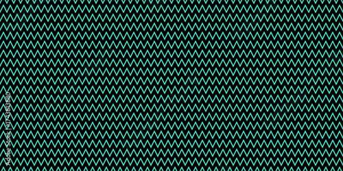 Zigzag geometric pattern. Seamless zig zag vector fashion texture. Retro fashion background. Turquoise green on black.